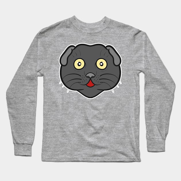 Scottish fold cat Long Sleeve T-Shirt by happymonday